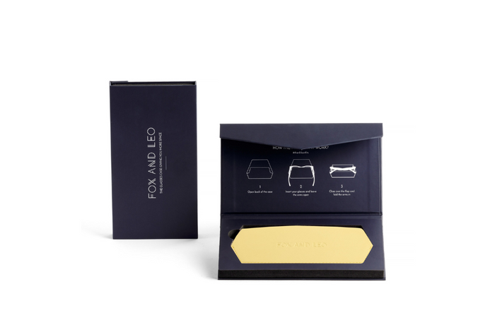 Fox and Leo Yellow Leather Slimline Glasses Case | Gretel Lane