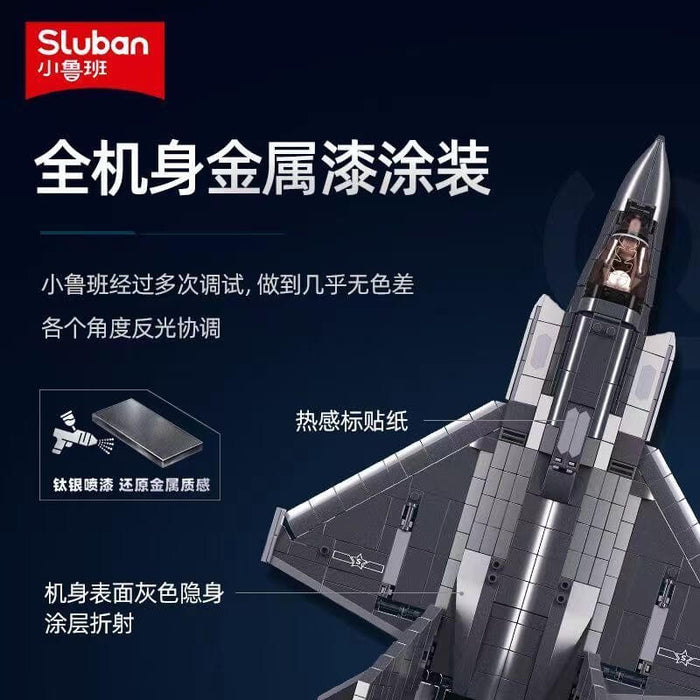Sluban J-35 Stealth Fighter Metallic Painted Version Afobrick