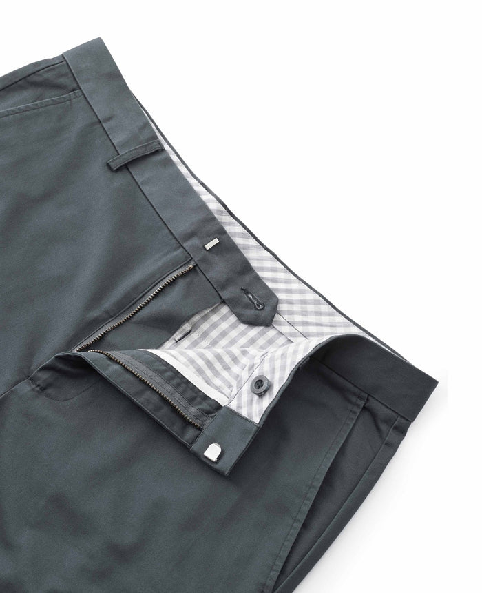 Men's Smoked Navy Stretch Cotton Classic Fit Flat Front Chinos waist detail