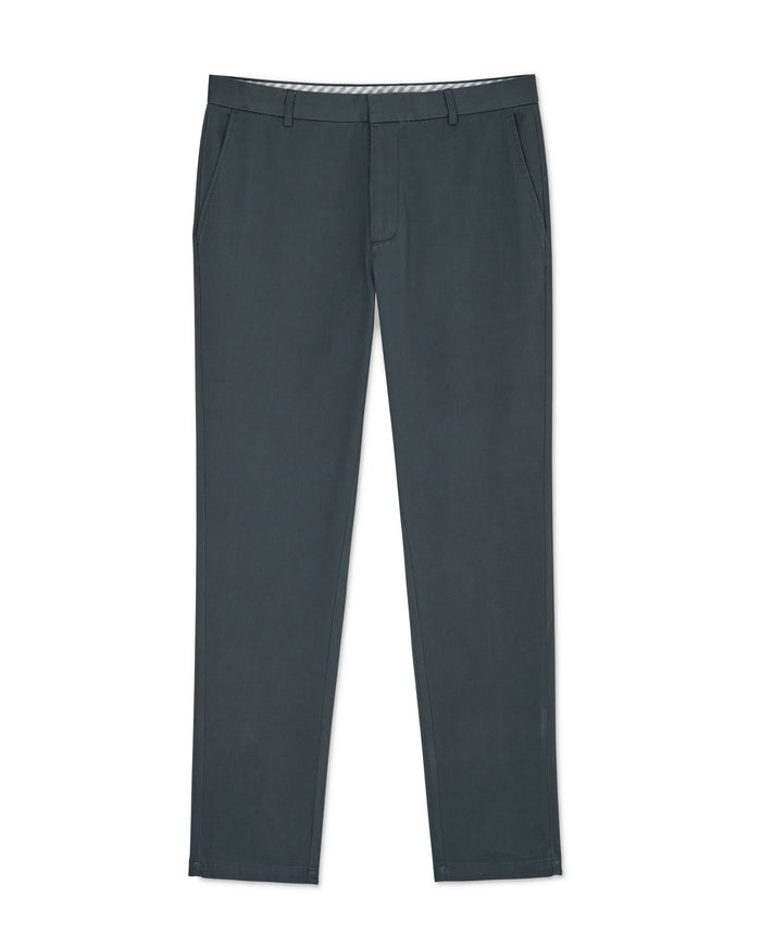 Men's Smoked Navy Stretch Cotton Classic Fit Flat Front Chinos flat view