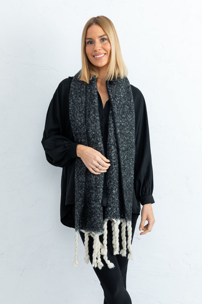 Snowstorm Oversized Winter Scarf Charcoal