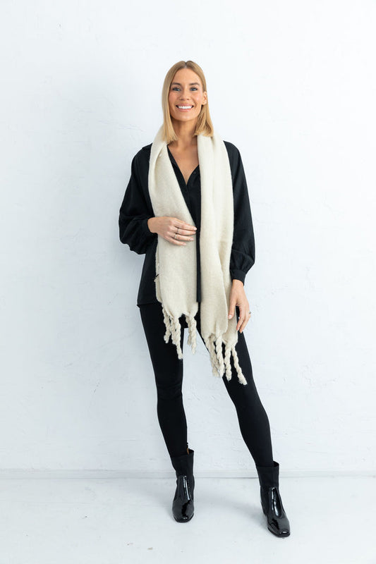 Snowstorm Oversized Winter Scarf Cream Vanilla