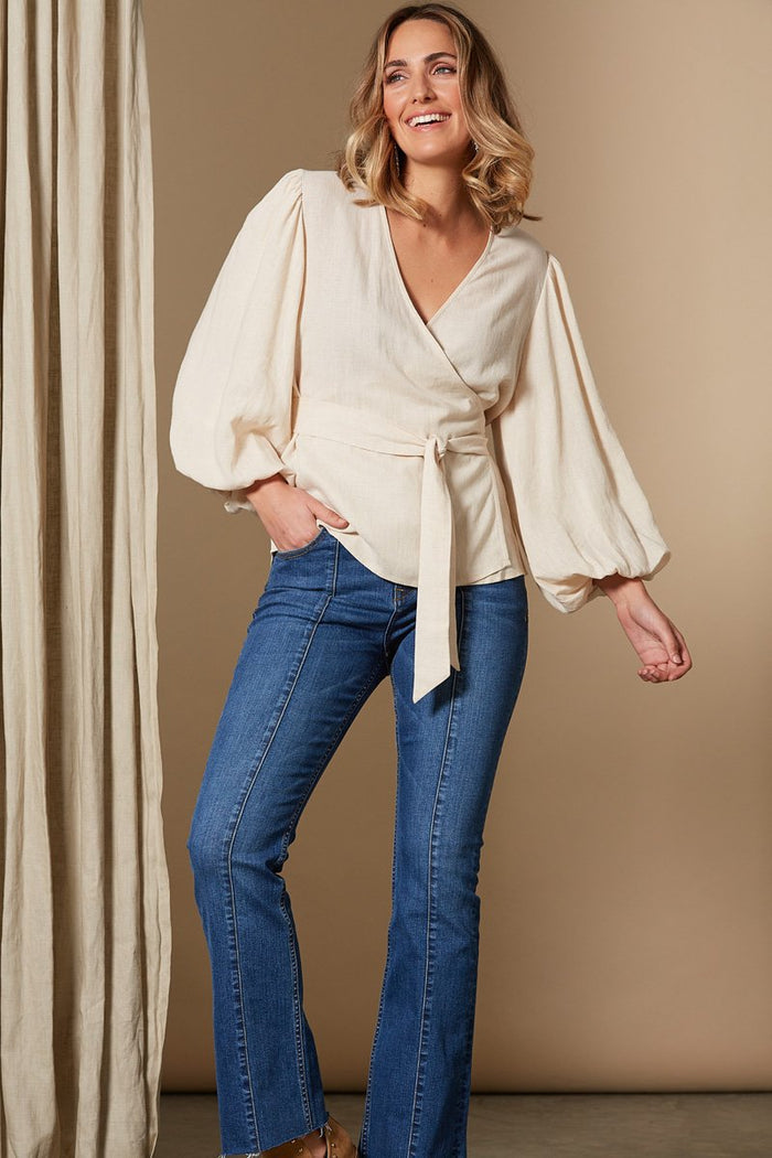 Solace Wrap Crossover Top Bisque | Isle of Mine