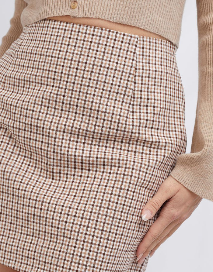 All About Eve Spencer Mini Skirt in Brown Check | Gretel Lane