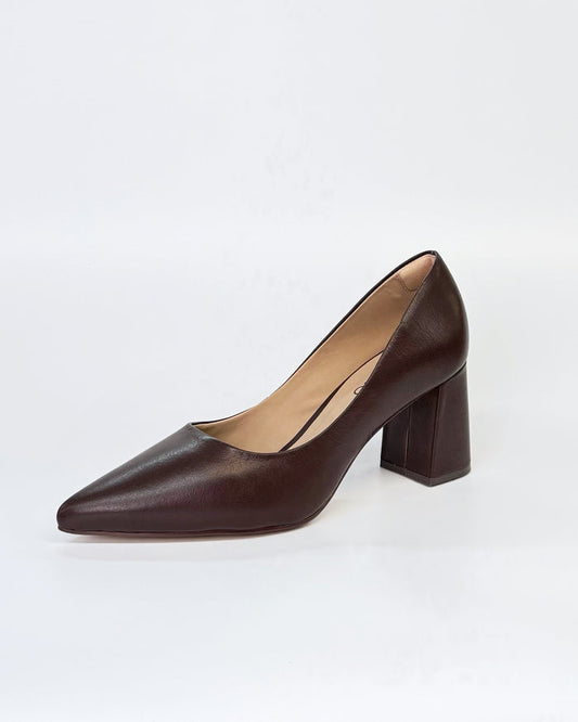 Brazilio ST7150514 Women's Leather Pointed Toe Heel Chocolate | Women's Shoes online | Gretel Lane
