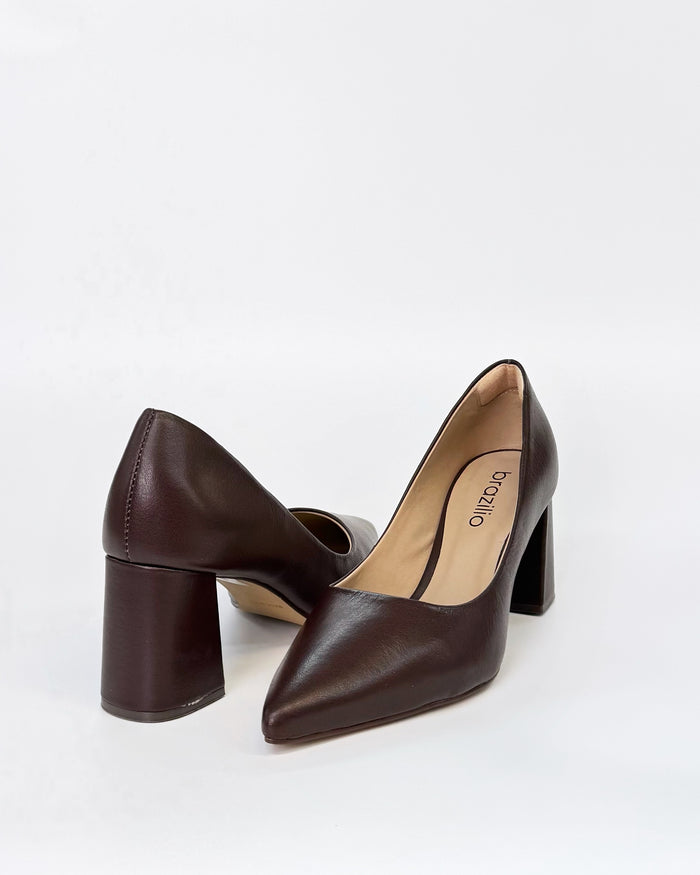 Brazilio ST7150514 Women's Leather Pointed Toe Heel Chocolate | Women's Shoes online | Gretel Lane