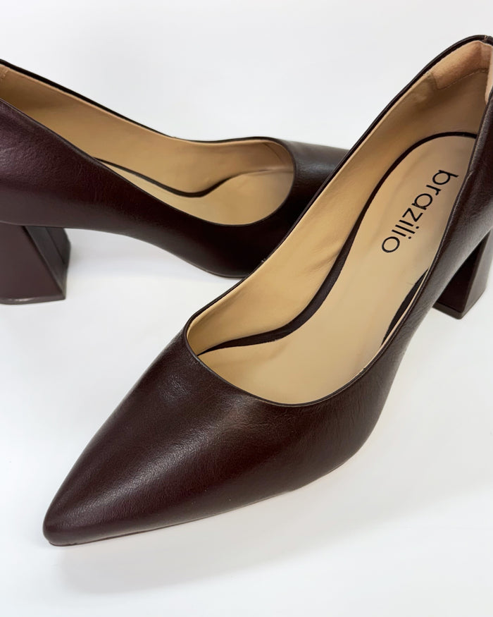 Brazilio ST7150514 Women's Leather Pointed Toe Heel Chocolate | Women's Shoes online | Gretel Lane