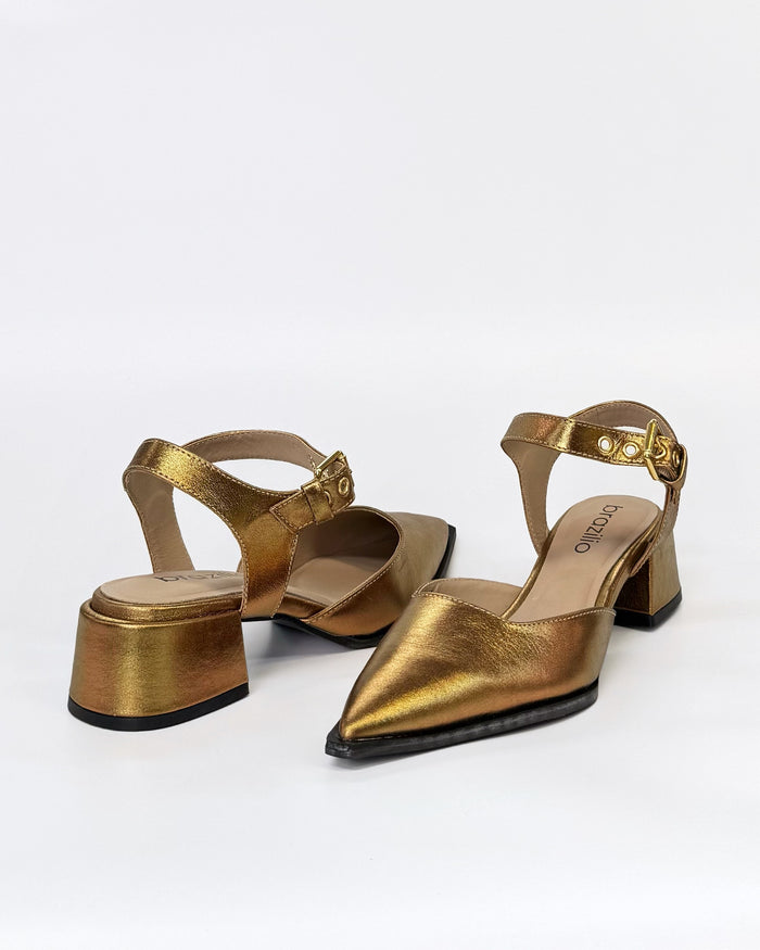 Brazilio ST7560582 Leather Pointed Toe Sandal Cristal Bronze | Women's Shoes Online | Gretel Lane