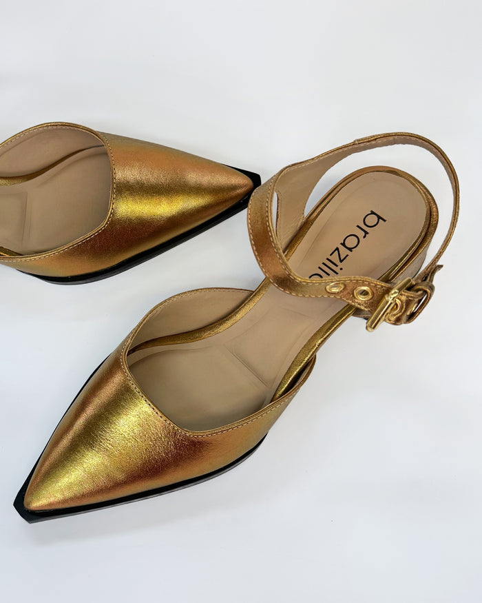 Brazilio ST7560582 Leather Pointed Toe Sandal Cristal Bronze | Women's Shoes Online | Gretel Lane