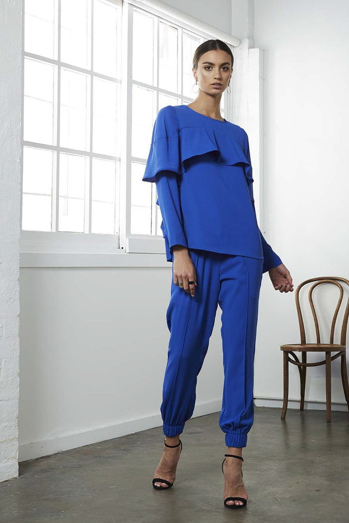 women’s tapered pants in striking cobalt blue | Shilla