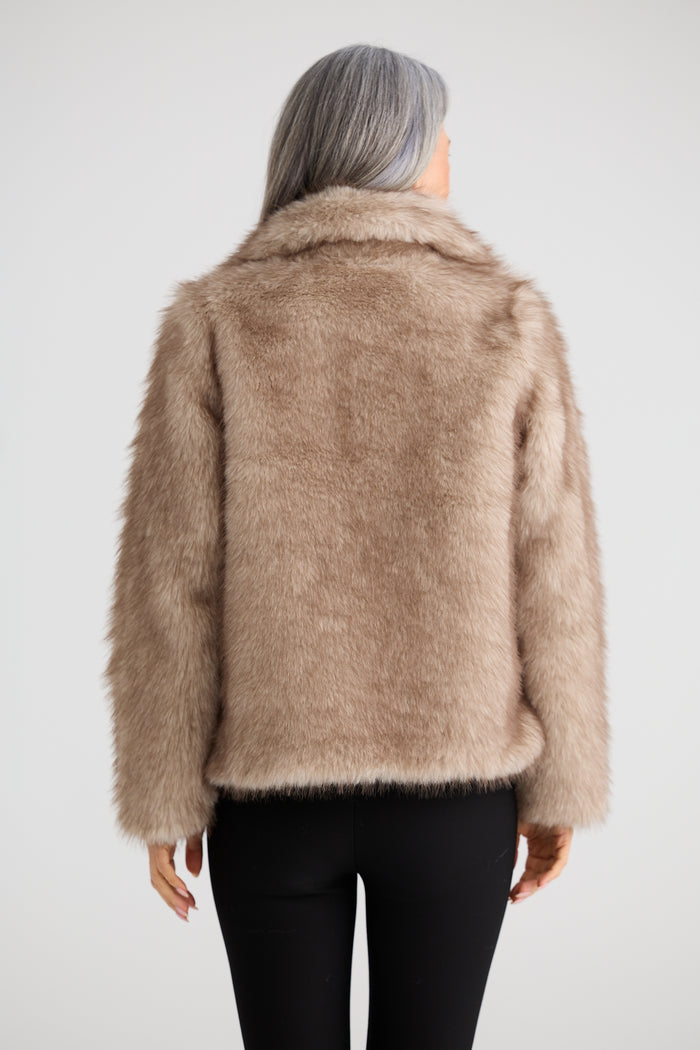 Brave + True Steinway Faux Fur Jacket in Taupe | Women's Jackets | Gretel Lane