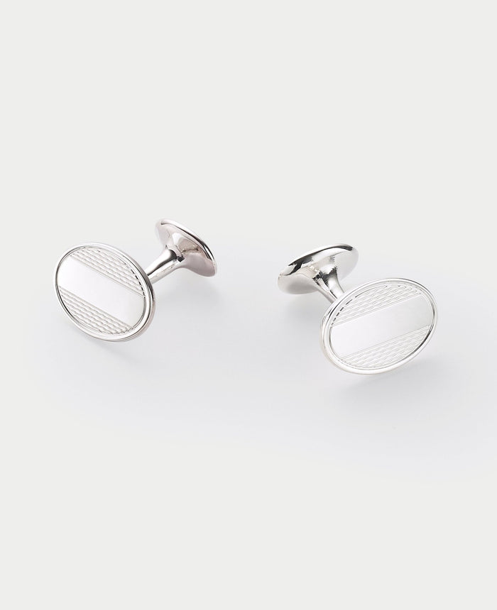 Men's Sterling Silver Turned Push Cufflinks