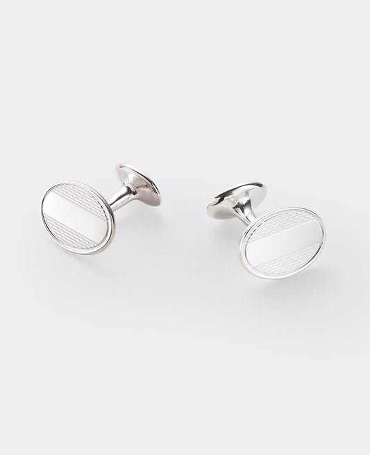 Men's Sterling Silver Turned Push Cufflinks