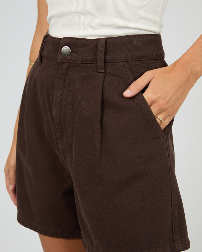 All About Eve Stevie High Rise Denim Short Brown | Women's Clothing | Gretel Lane