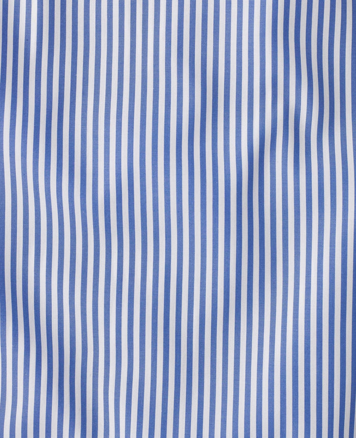 stewart blue bengal stripe made to measure shirt fabric detail