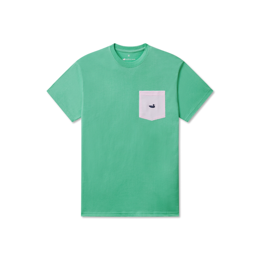 Bimini Green with Pink | Stewart Pocket Tee | Seersucker | Short Sleeve