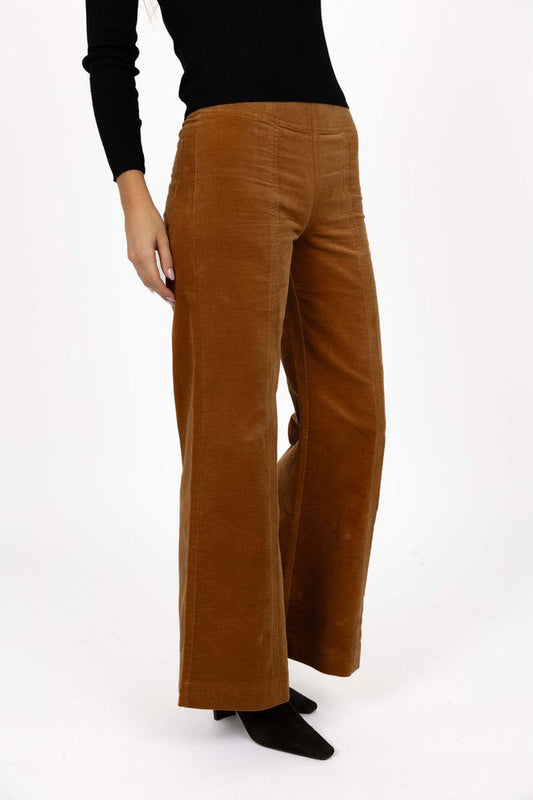 Humidity Women's Brown Stitched Luxe Velour Pant | Gretel Lane