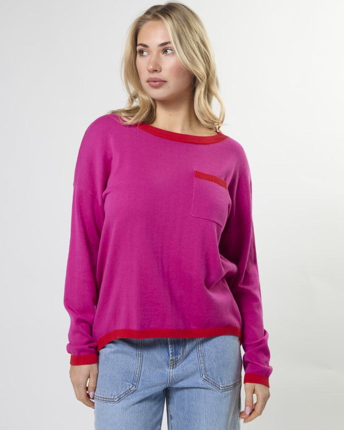 Stella + Gemma Street Pocket Knit Jumper in Crimson Crush | Women's Clothing | Gretel Lane