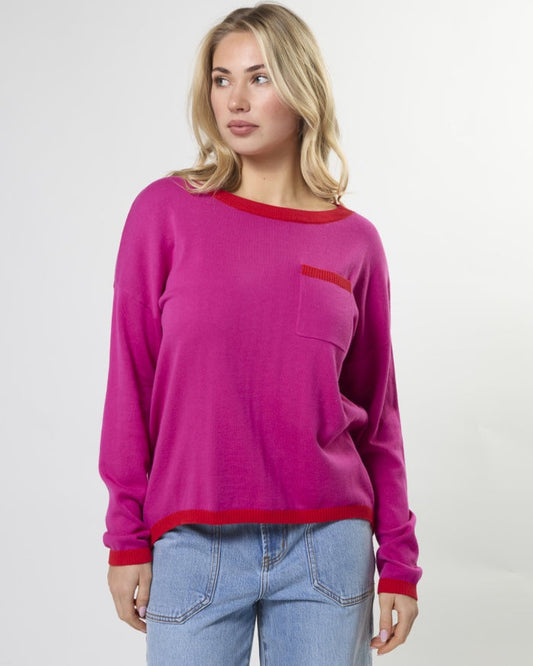 Stella + Gemma Street Pocket Knit Jumper in Crimson Crush | Women's Clothing | Gretel Lane