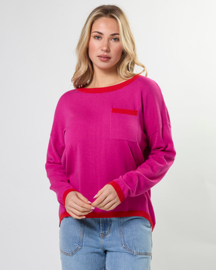 Stella + Gemma Street Pocket Knit Jumper in Crimson Crush | Women's Clothing | Gretel Lane