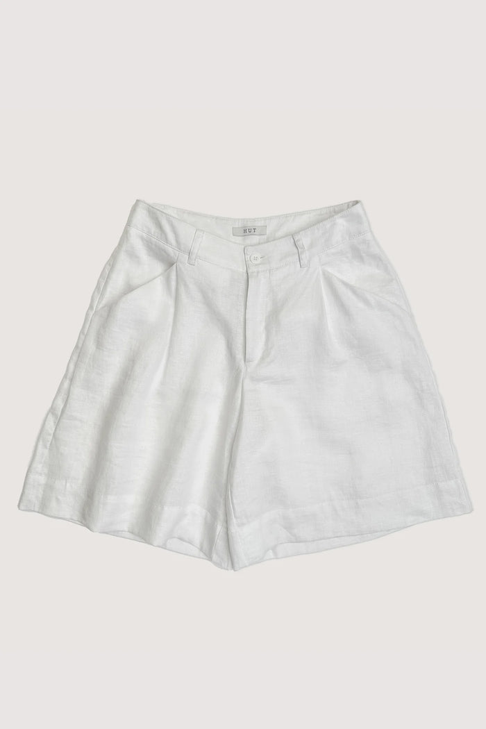 Tailored Linen Shorts (White)