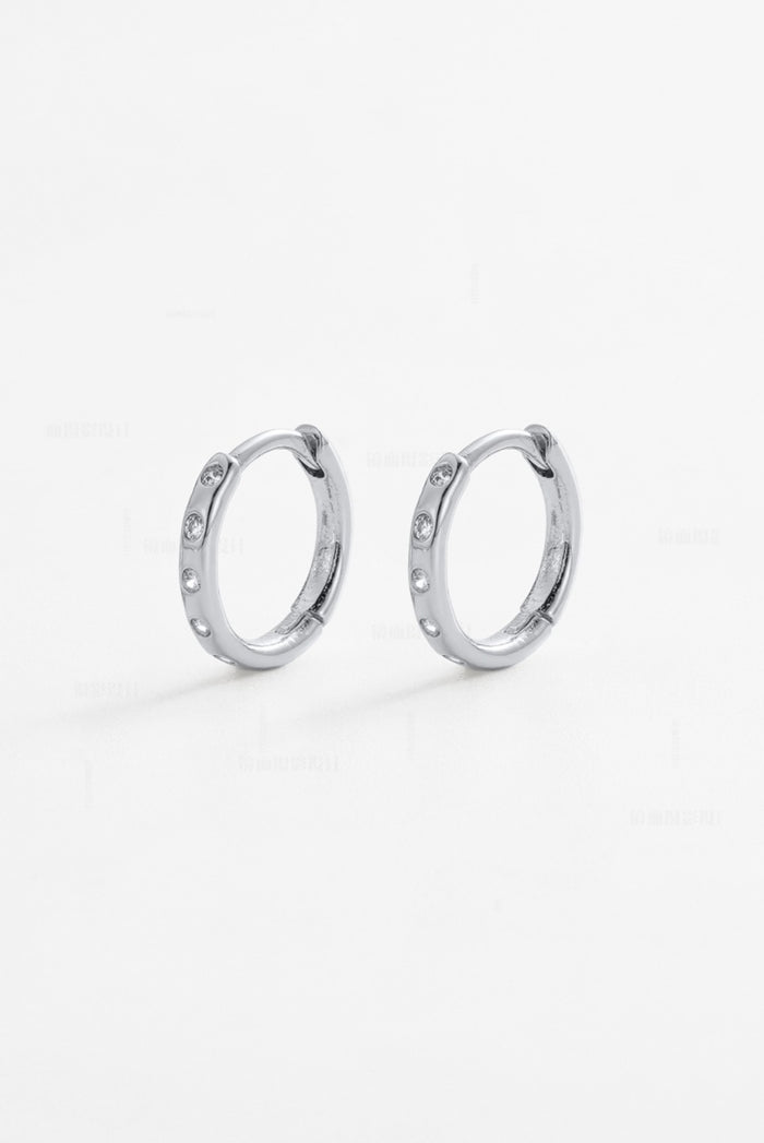 Zafino Talia Silver Huggie Earring with small crystals | Gretel Lane