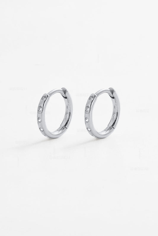 Zafino Talia Silver Huggie Earring with small crystals | Gretel Lane