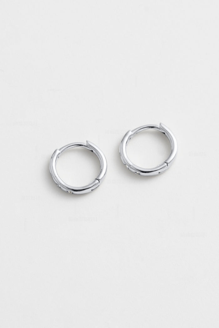 Zafino Talia Silver Huggie Earring with small crystals | Gretel Lane
