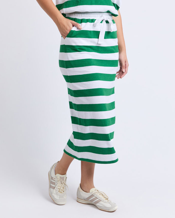 Tallow Skirt (White & Green Stripe)