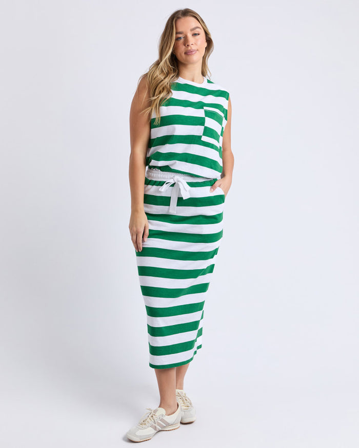 Tallow Skirt (White & Green Stripe)