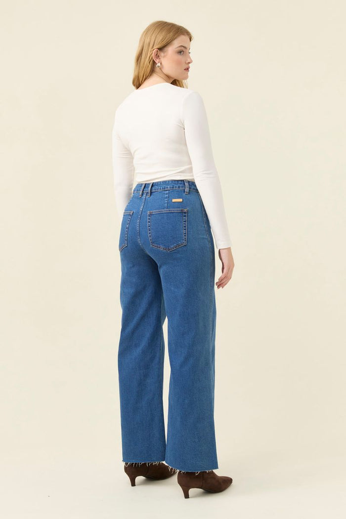 Isle of Mine Women's Blue Denim Raw Edge Tate Jean | Gretel Lane