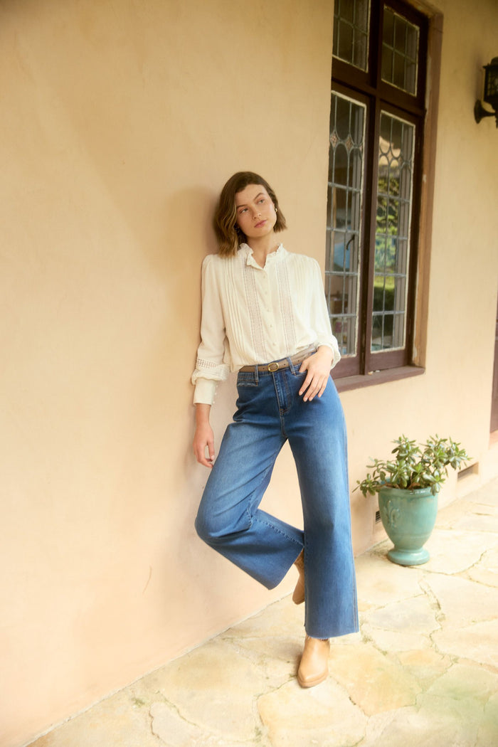 Isle of Mine Women's Blue Denim Raw Edge Tate Jean | Gretel Lane
