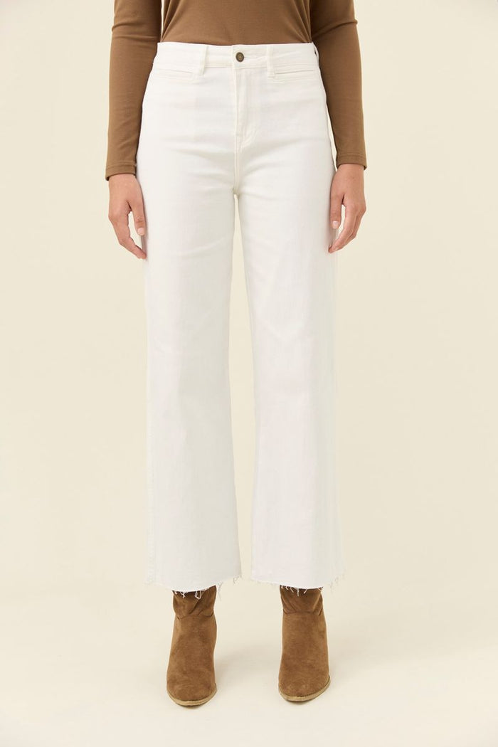 Isle of Mine Women's White Raw Edge Tate Denim Jeans | Gretel Lane