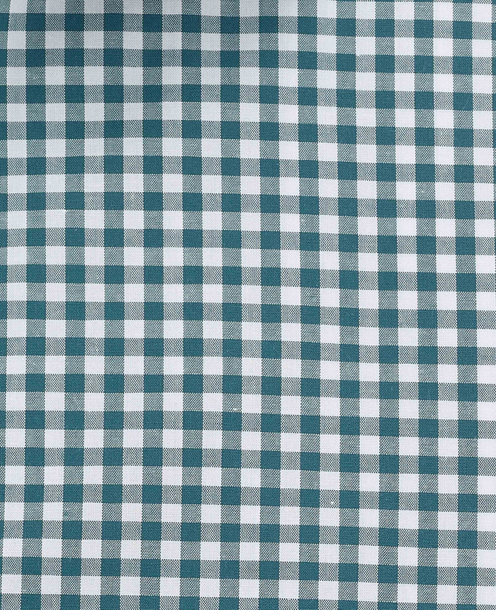 Men's Teal Gingham Cotton Poplin Classic Fit Formal Shirt With Single Cuffs fabric detail