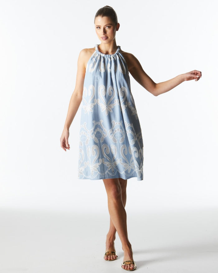The Avenue Halterneck Dress (Chambray)