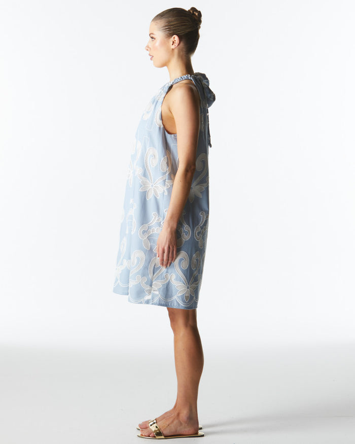 The Avenue Halterneck Dress (Chambray)