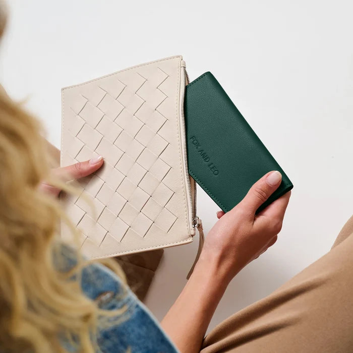 Fox and Leo Forest Green Leather Slimline Wallet | Gretel Lane