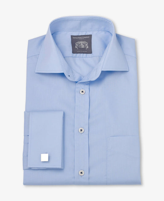 Theodore Pale Blue Poplin Made To Measure Shirt folded