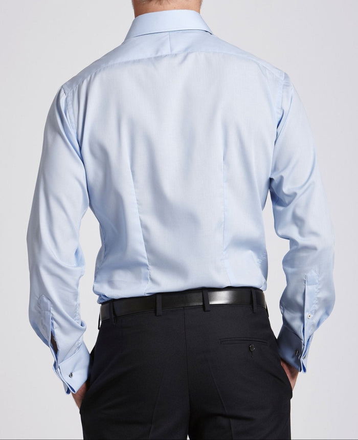Theodore Pale Blue Poplin Made To Measure Shirt model back