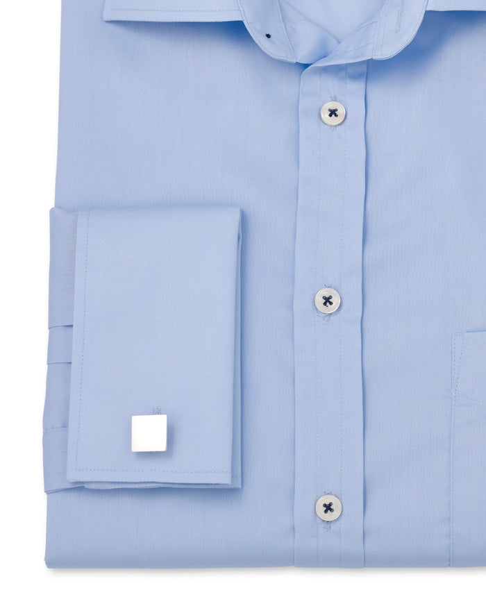 Theodore Pale Blue Poplin Made To Measure Shirt cuff detail