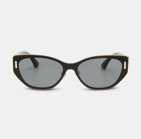 Locello Tiana Women's Square Sunglasses Black and Gold | Women's Eyewear | Gretel Lane