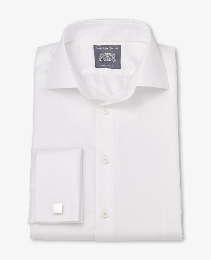 Toby White Fine Twill Made to Measure Shirt folded full shot