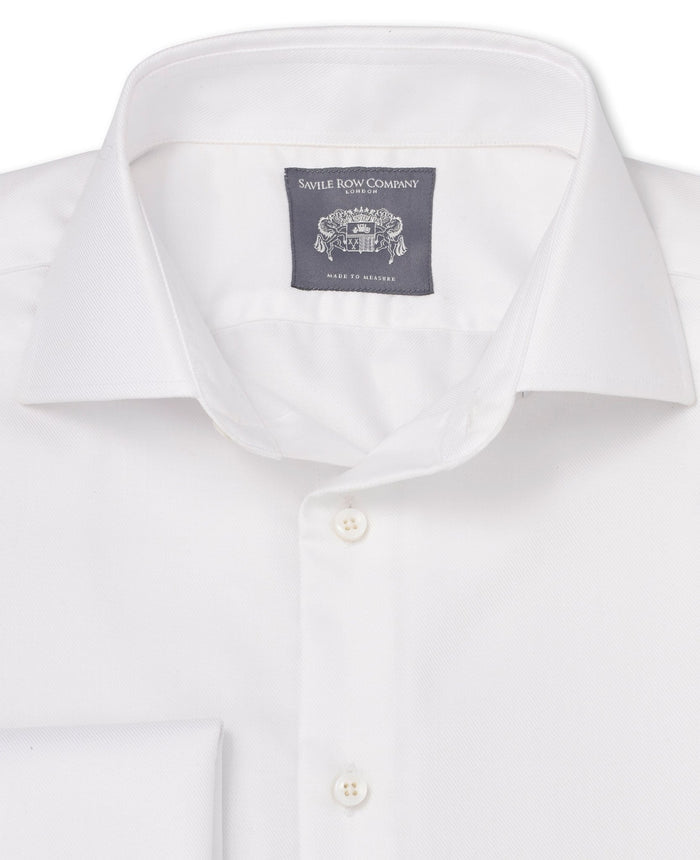 Toby White Fine Twill Made to Measure Shirt collar detail
