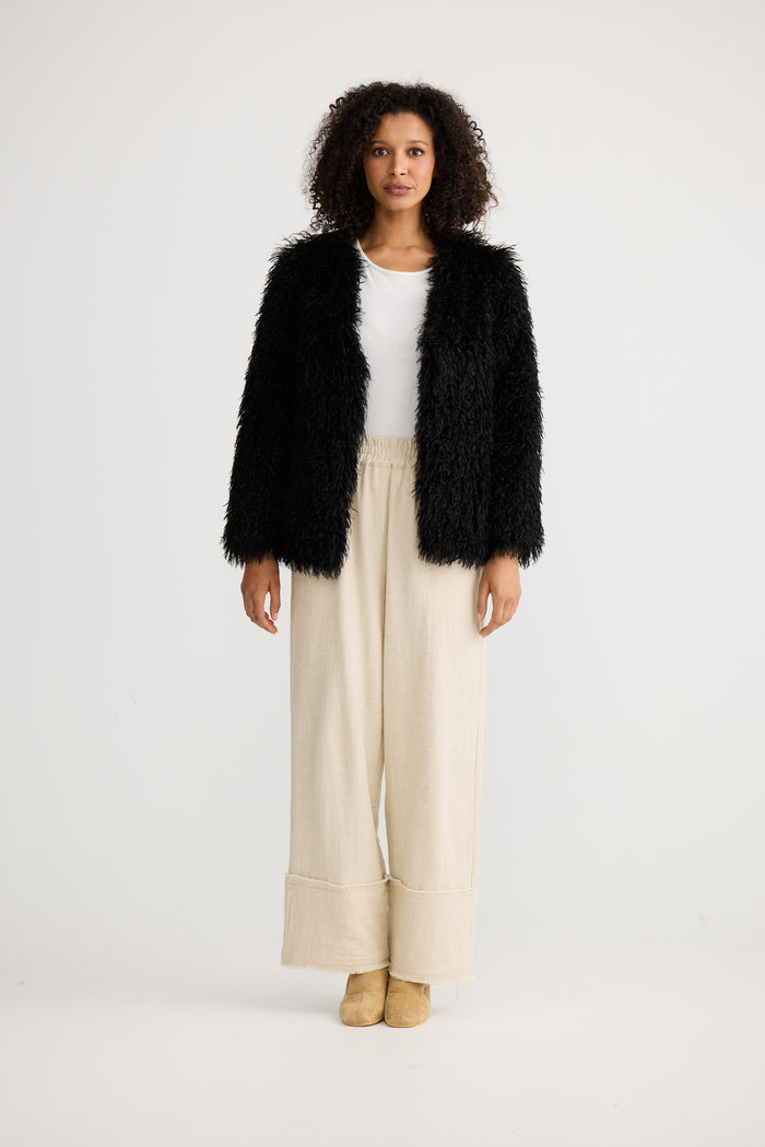 The Shanty Corporation Tolstoy Faux Fur Jacket in Black | Women's Jackets | Gretel Lane