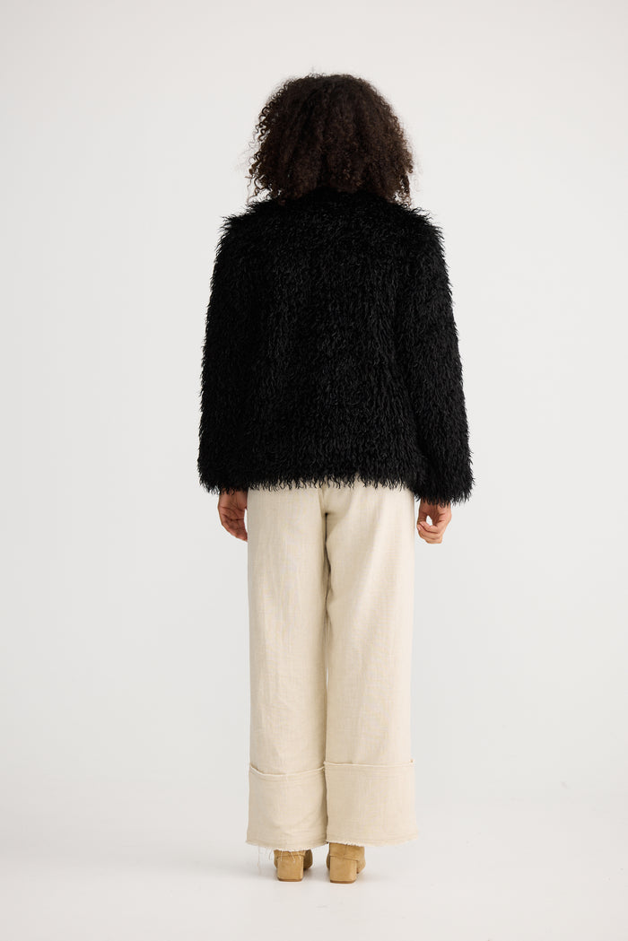 The Shanty Corporation Tolstoy Faux Fur Jacket in Black | Women's Jackets | Gretel Lane