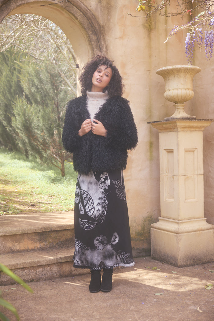 The Shanty Corporation Tolstoy Faux Fur Jacket in Black | Women's Jackets | Gretel Lane