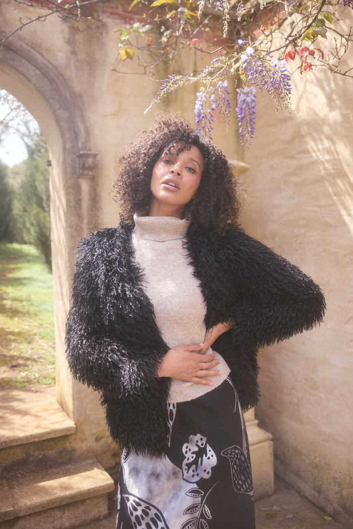 The Shanty Corporation Tolstoy Faux Fur Jacket in Black | Women's Jackets | Gretel Lane