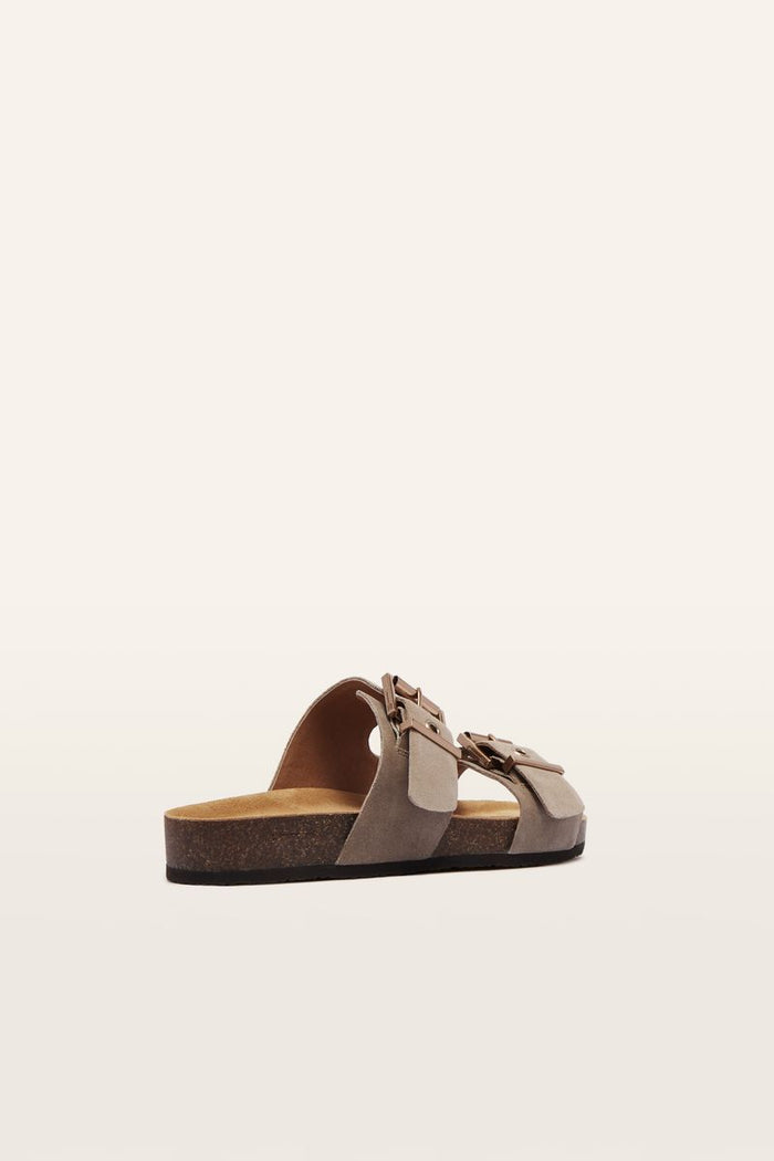 Frankie4 Tommy Podiatrist-designed Buckle Slide Mushroom Suede | Women's Shoes | Gretel Lane
