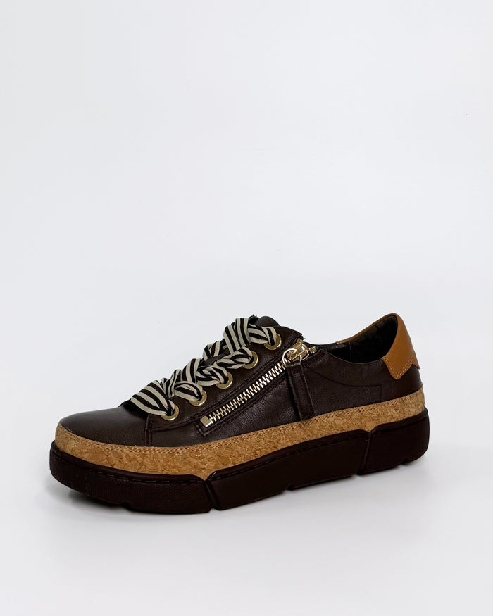 Chocolate Zip Women's Leather Sneaker | Gretel Lane
