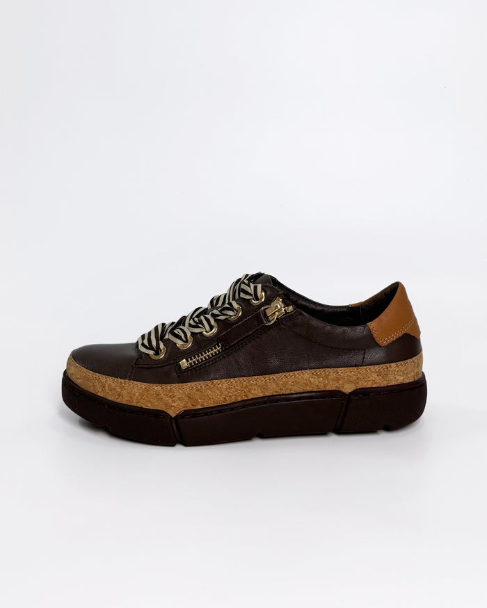 Chocolate Zip Women's Leather Sneaker | Gretel Lane